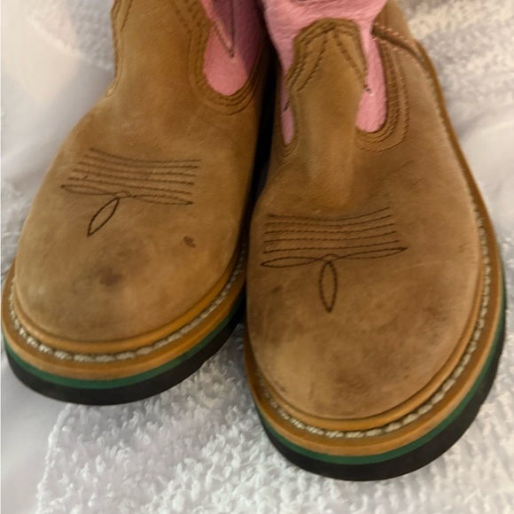 John Deere Kids Western Boots in Pink and Tan - Picture 3 of 3